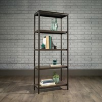 Industrial Style 4 Shelf Bookcase Smoked Oak Effect 