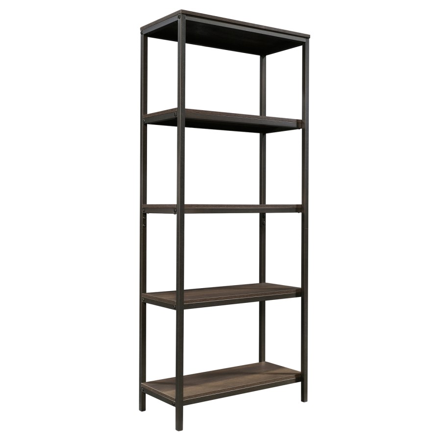 Industrial Style 4 Shelf Bookcase Smoked Oak Effect 