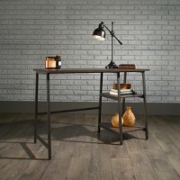 Industrial Desk Black Frame Smoked Oak Effect Top