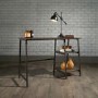 Industrial Desk Black Frame Smoked Oak Effect Top