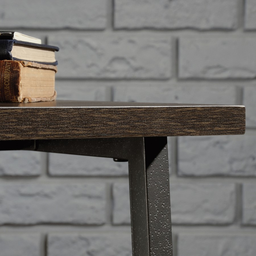 Industrial Desk Black Frame Smoked Oak Effect Top