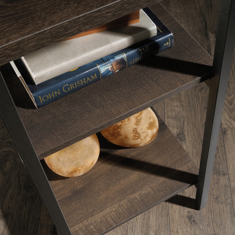 Industrial Desk Black Frame Smoked Oak Effect Top