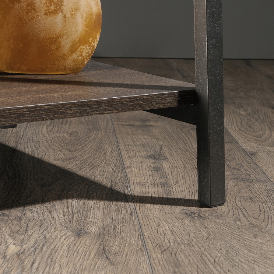 Industrial Desk Black Frame Smoked Oak Effect Top