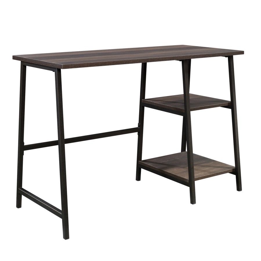 Industrial Desk Black Frame Smoked Oak Effect Top