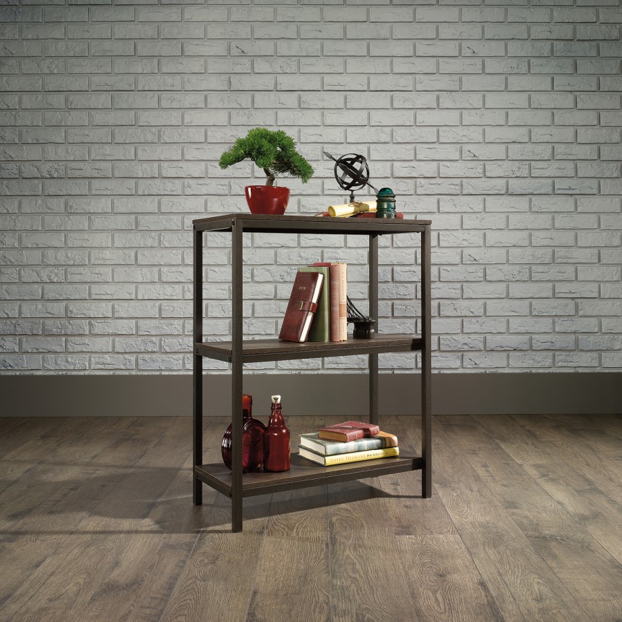 Industrial Style 3 Shelf Bookcase Smoked Oak Effect