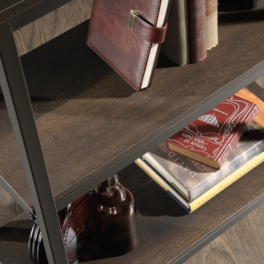 Industrial Style 3 Shelf Bookcase Smoked Oak Effect