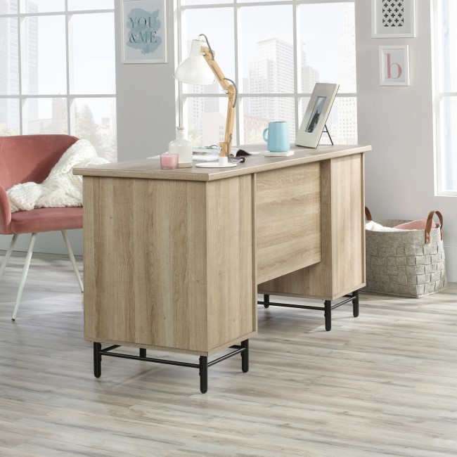 Oak Effect Desk with Drawers - Teknik Office