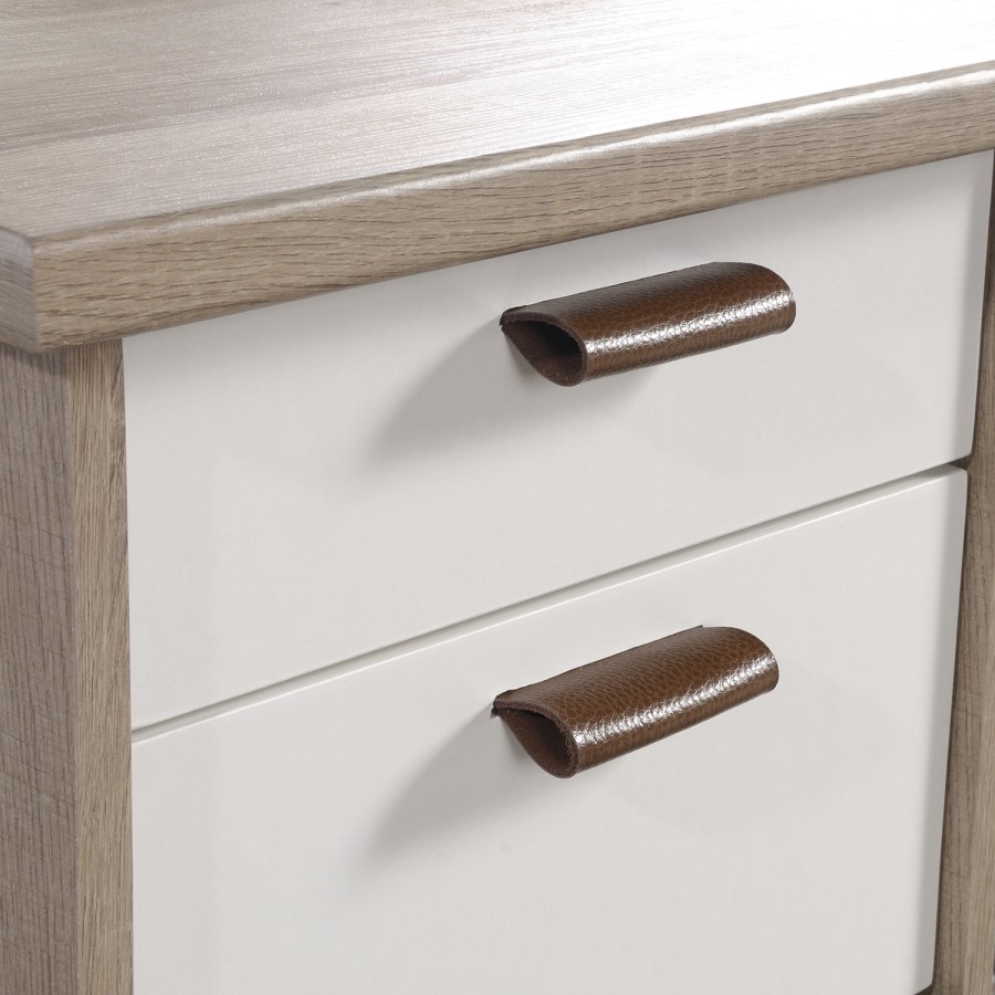 Oak Effect Desk with Drawers - Teknik Office