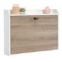 Floating Wall Mounted Desk with Brown Leather Handle - Teknik Office