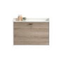 Floating Wall Mounted Desk with Brown Leather Handle - Teknik Office