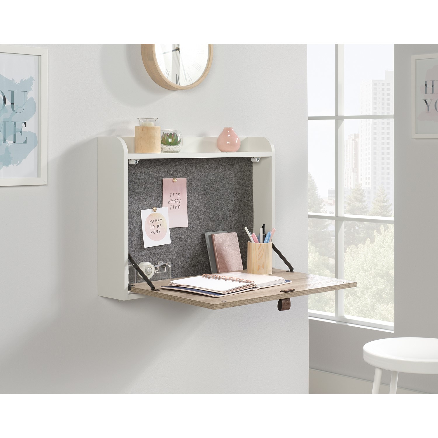 Teknik Office Avon Leather Handled Floating Wall Desk
