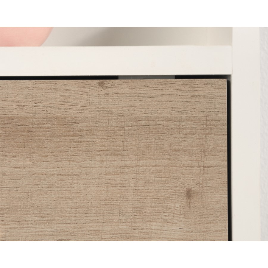 Floating Wall Mounted Desk with Brown Leather Handle - Teknik Office