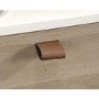 Floating Wall Mounted Desk with Brown Leather Handle - Teknik Office