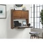 Floating Wall Mounted Desk with Brown Leather Handle - Hmstd Prk/ Teknik Office