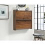 Floating Wall Mounted Desk with Brown Leather Handle - Hmstd Prk/ Teknik Office