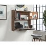 Floating Wall Mounted Desk with Brown Leather Handle - Hmstd Prk/ Teknik Office