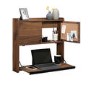 Floating Wall Mounted Desk with Brown Leather Handle - Hmstd Prk/ Teknik Office