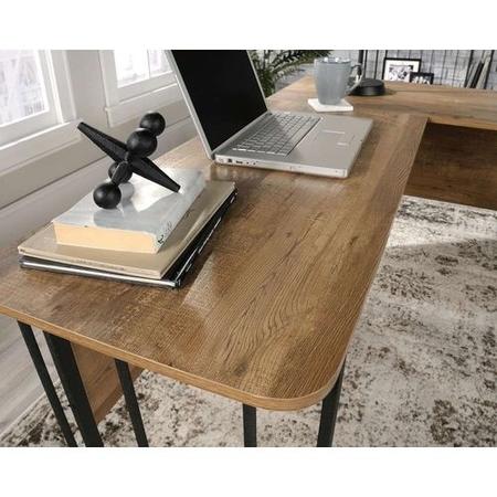 Wooden L Shaped Desk with Black Metal Legs - Teknik Office