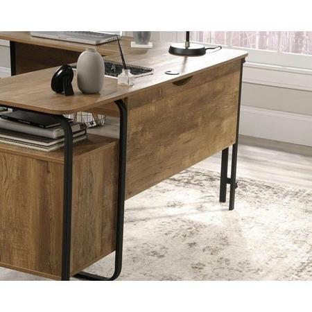 Wooden L Shaped Desk with Black Metal Legs - Teknik Office