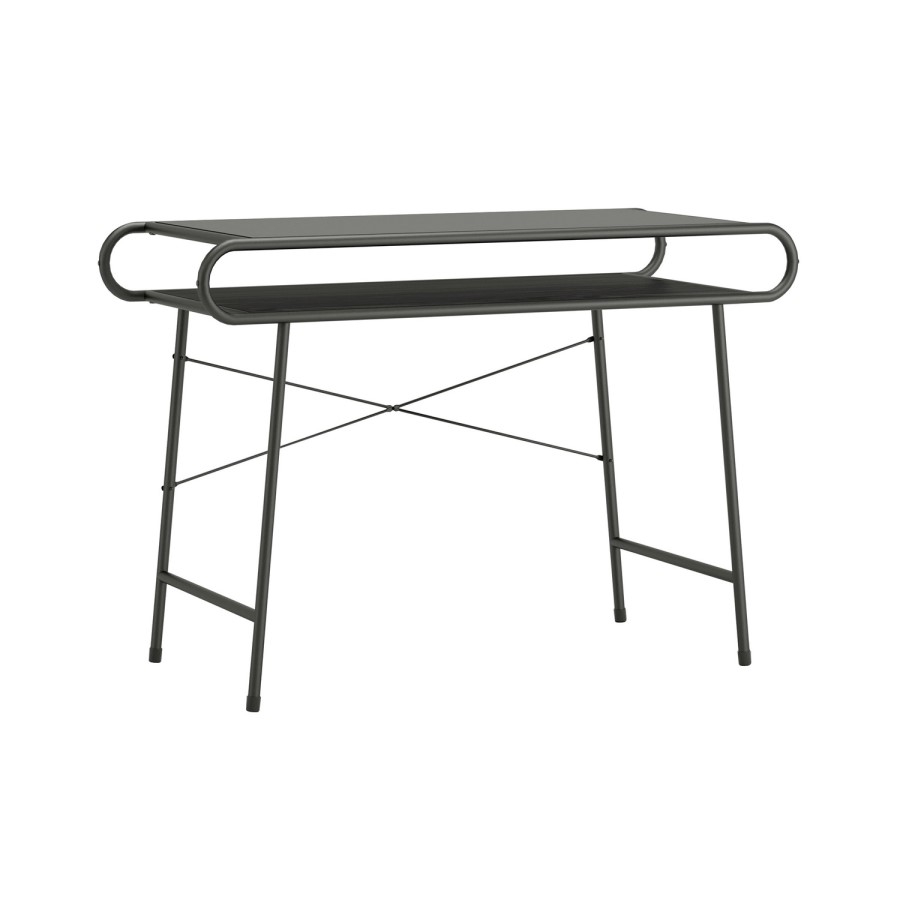 Black Tempered Glass Desk with Metal Frame - Teknik Office