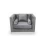 Grey Brushed Velvet Square Edge Diamante Buttons Luxury Armchair