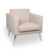Square Armchair in Cream Stone Fabric with Silver Legs