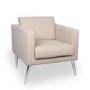 Square Armchair in Cream Stone Fabric with Silver Legs