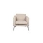 Square Armchair in Cream Stone Fabric with Silver Legs