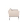 Square Armchair in Cream Stone Fabric with Silver Legs