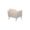 Square Armchair in Cream Stone Fabric with Silver Legs