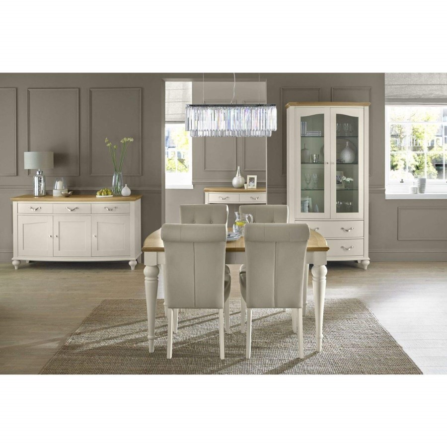 Bentley Designs Montreux Pair of Antique White Fabric Leather Chairs