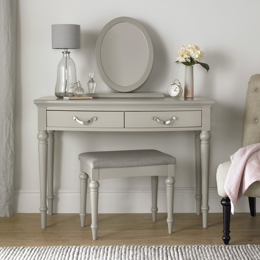Bentley Designs Montreux Dressing Table Stool - Pebble Grey Fabric