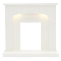 Be Modern Tasmin Sparkly White Marble Fireplace Surround with LED Lights - 42 inches