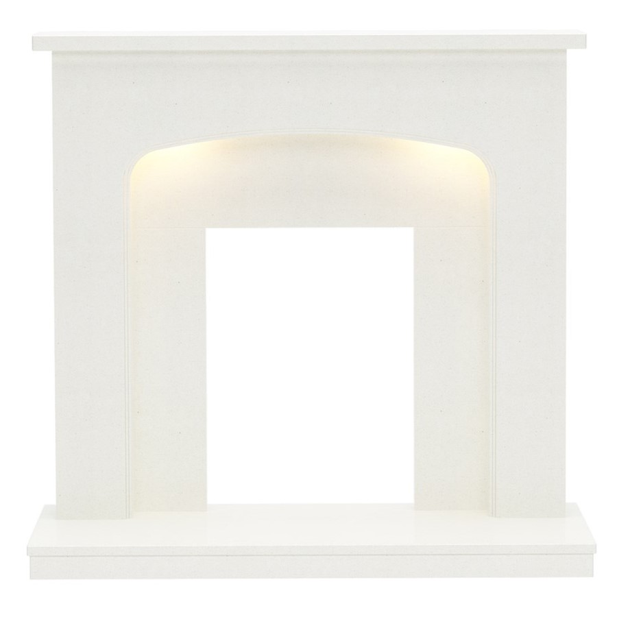 Be Modern Tasmin Sparkly White Marble Fireplace Surround with LED Lights - 42 inches
