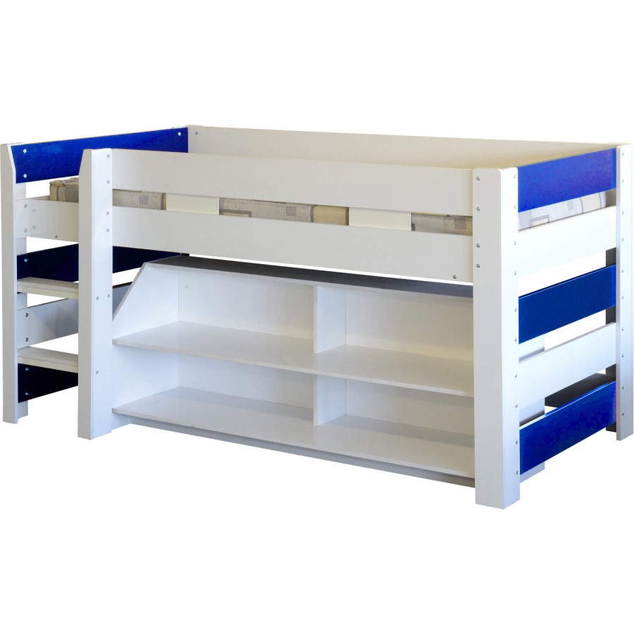 GRADE A2 - Seconique Lollipop Boys Mid Sleeper Bed in White and Blue