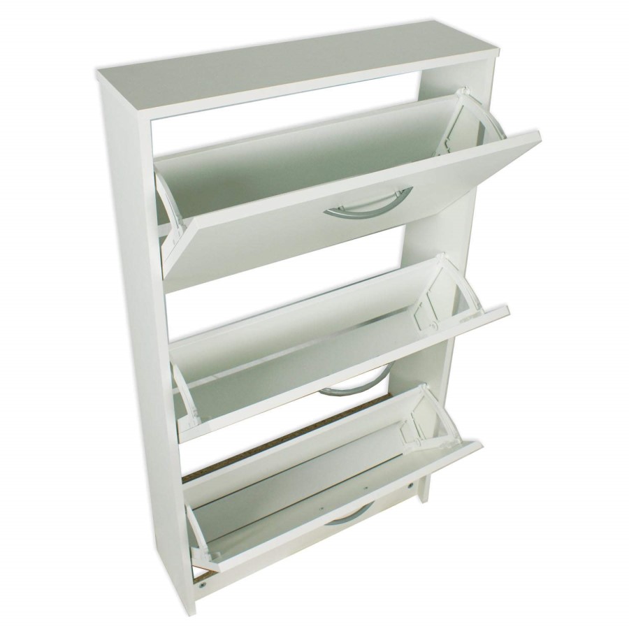 Designer 3 tier shoe cabinet in white - 9 pairs 