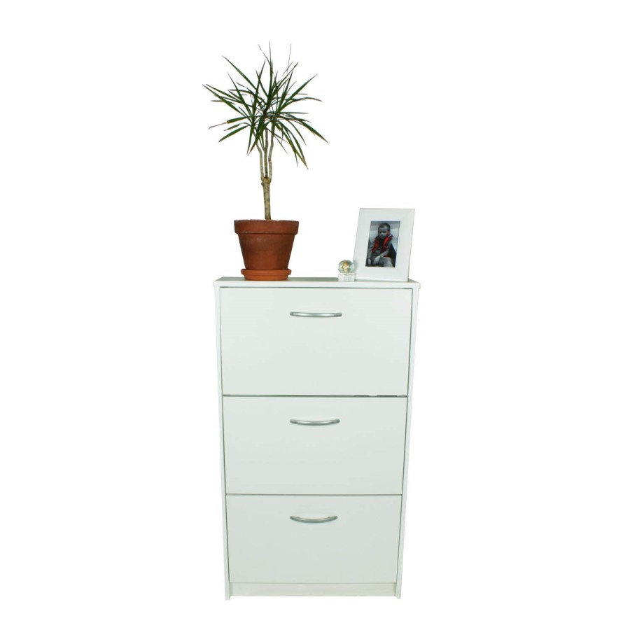 Designer 3 tier shoe cabinet in white - 9 pairs 