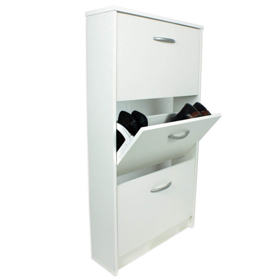 Designer 3 tier shoe cabinet in white - 9 pairs 