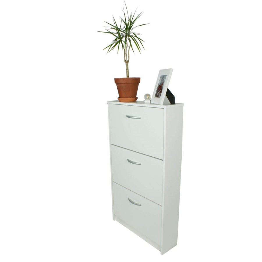 Designer 3 tier shoe cabinet in white - 9 pairs 