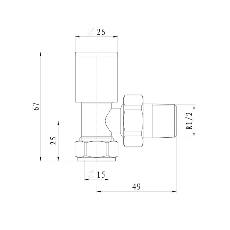 Matt Black Round Angled Radiator Valves - For Pipework Which Comes From The Wall