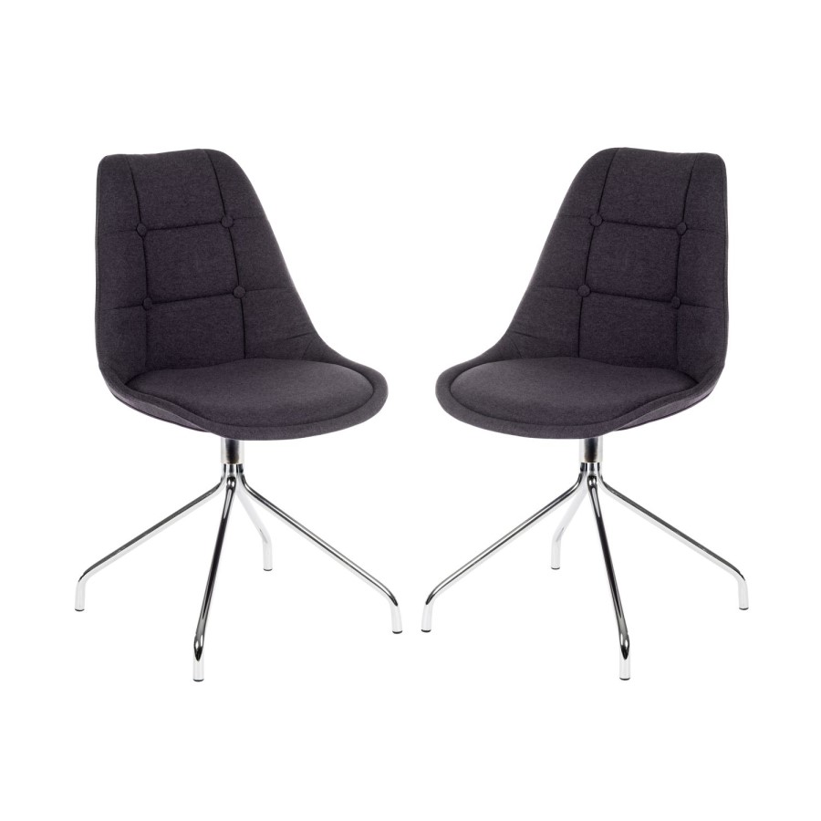 Teknik Office Breakout Graphite Grey Chair with Chrome Legs Set of 2