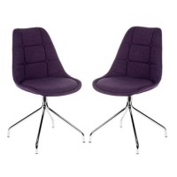 Teknik Office Breakout Plum Chair Pair with Chrome Legs Set of Two