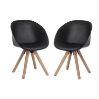 Teknik Office Pyramid Black Tub Chair with Oak Legs Set of Two