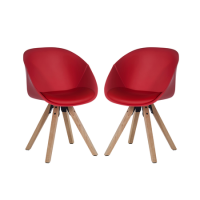 Teknik Office Pyramid Red Tub Chair with Oak Legs Set of Two