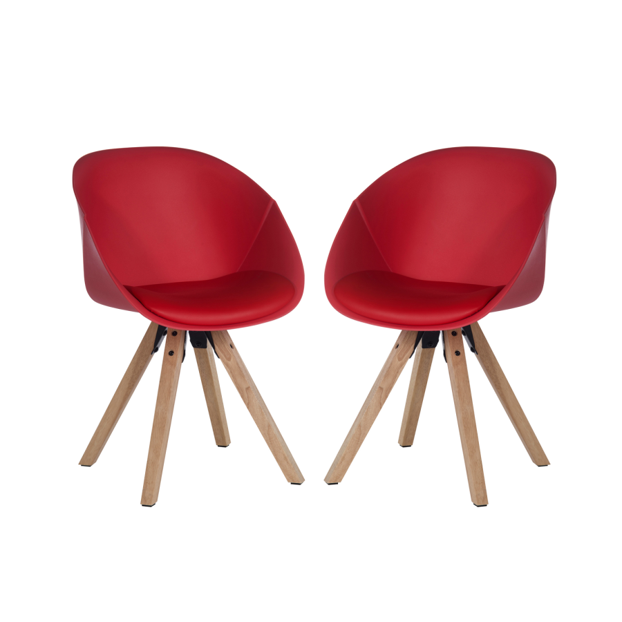 Teknik Office Pyramid Red Tub Chair with Oak Legs Set of Two