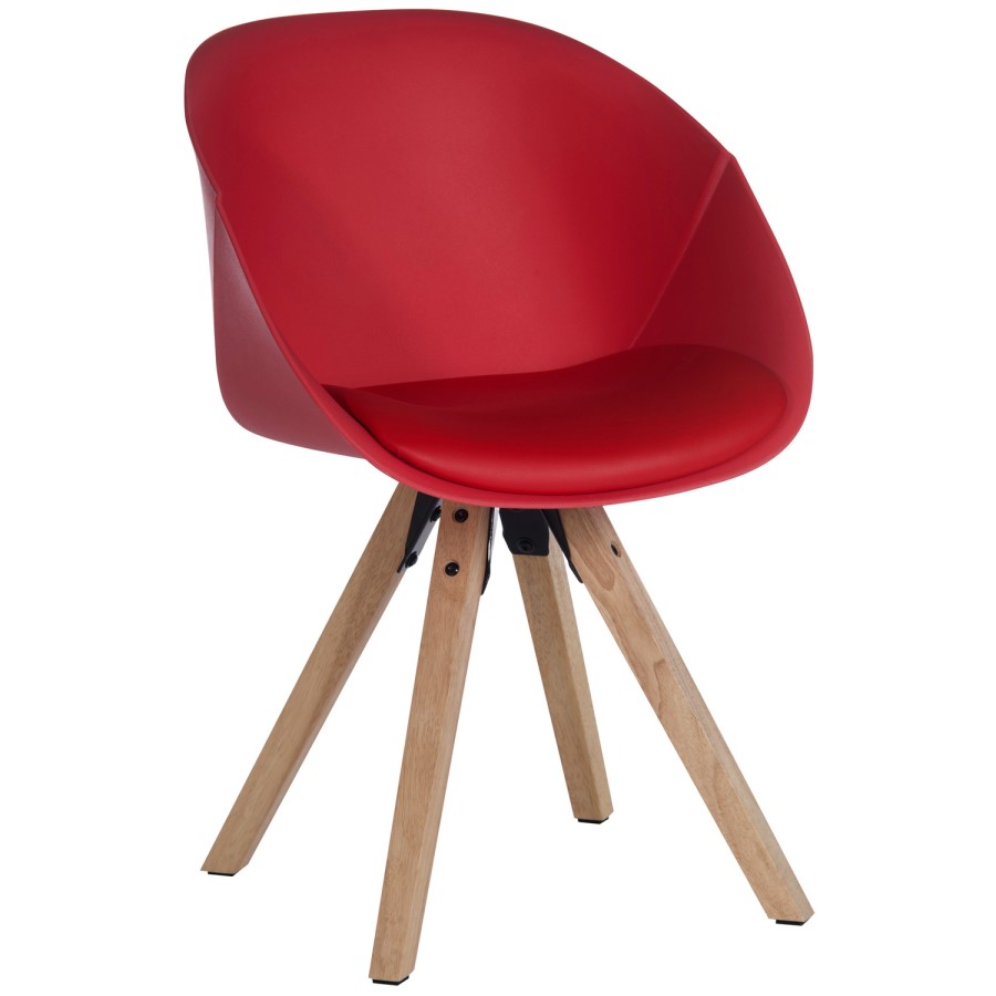 Teknik Office Pyramid Red Tub Chair with Oak Legs Set of Two