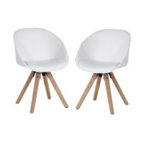 Teknik Office Pyramid WhiteTub Chair with Oak Legs Set of Two