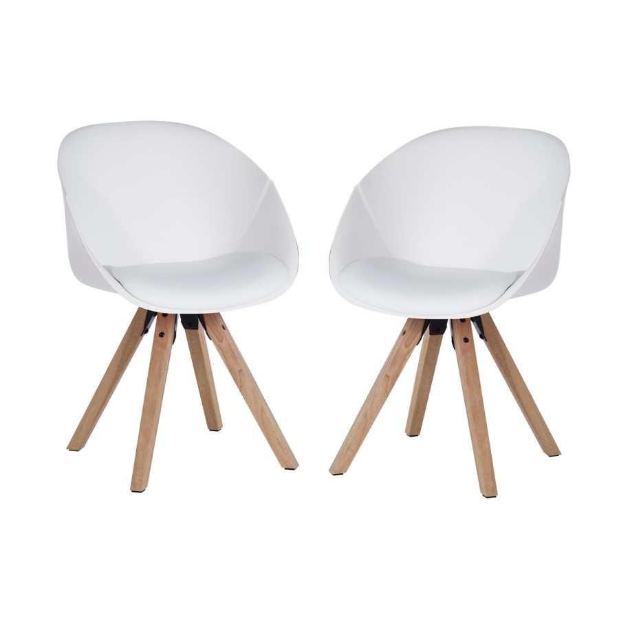 Teknik Office Pyramid WhiteTub Chair with Oak Legs Set of Two