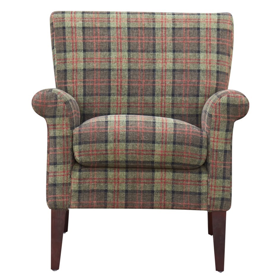 Balmoral Fabric Accent Chair Green Check Furniture123