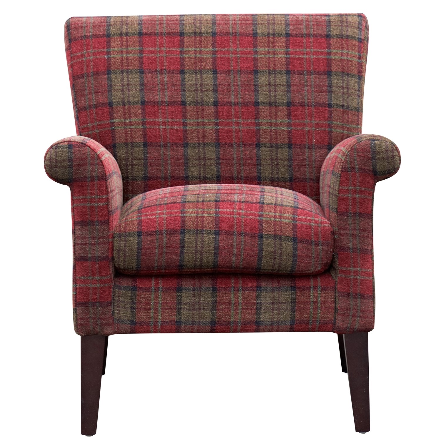 Red Plaid Armchair Balmoral Accent Chair In Red Tartan Check